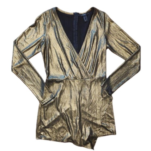 Forever 21 Pants - Forever 21 Metallic Gold Romper || Small EUC
